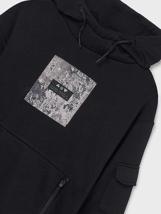 Kids Sweatshirt with Hood and Pockets Black