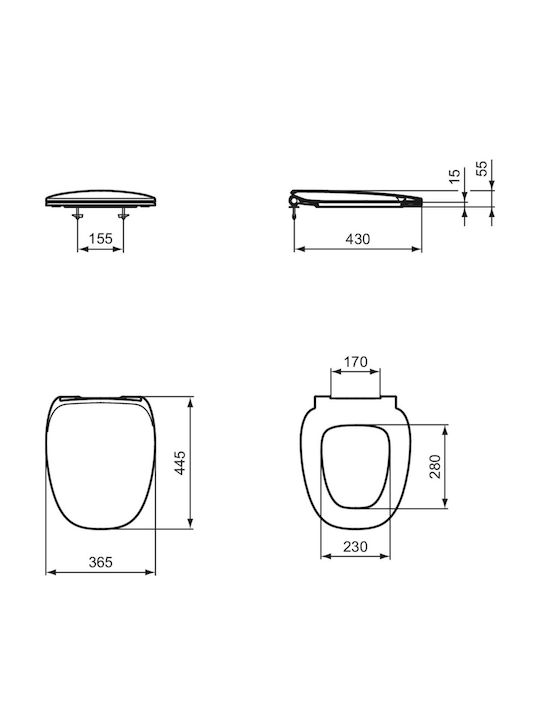 Ideal Standard Plastic Soft Close Toilet Seat White
