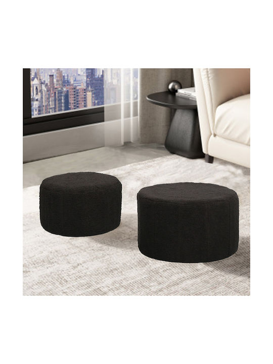 Stool Footstool Upholstered with Fabric Gabello Black 2pcs 44x44x26.5cm