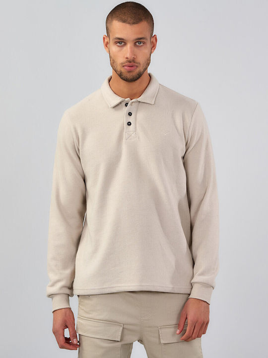 Polo Langarmbluse Beige
