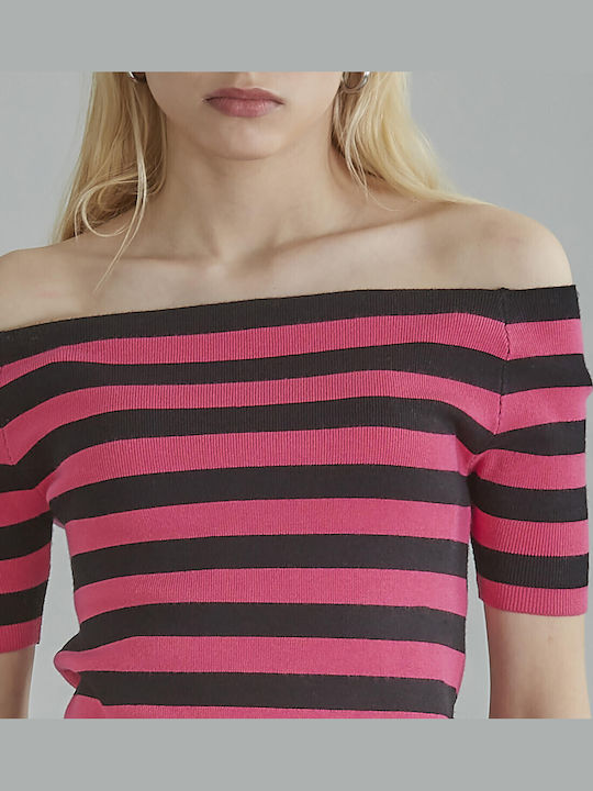 Γυναικείο Crop Top Off-Shoulder με Λαιμόκοψη Χαμόγελο Μαυρο