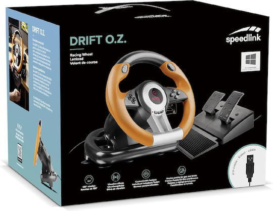 SpeedLink Drift O.Z. Racing Wheel Τιμονιέρα με Μοχλό Ταχυτήτων και Πετάλια για PC με 180° Περιστροφής