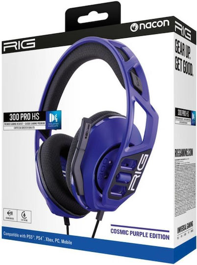 Nacon 300 PRO HS Over Ear Gaming Headset με σύνδεση 3.5mm Μωβ for PS4