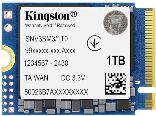 Kingston NV3 SSD 1TB M.2 Type with PCI Express 4.0 Connection SNV3SM3/1T0