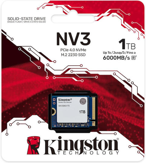 Kingston NV3 SSD 1TB M.2 Type with PCI Express 4.0 Connection SNV3SM3/1T0