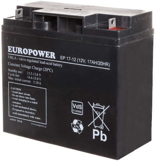 Europower Батерия UPS с Капацитет 17Ах и Напрежение 12V 1бр