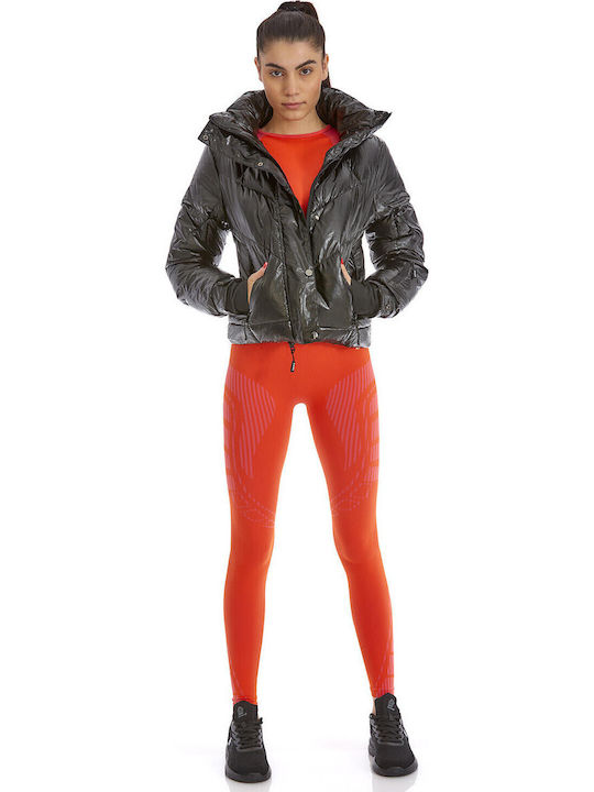 Women's Puffer Jacket for Winter with Hood Black