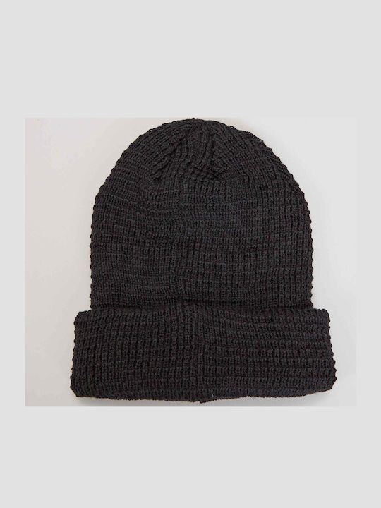 Beanie Unisex Σκούφος Πλεκτός σε Μαύρο χρώμα