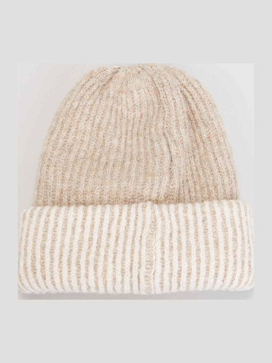 Beanie Unisex Beanie Knitted in Beige color