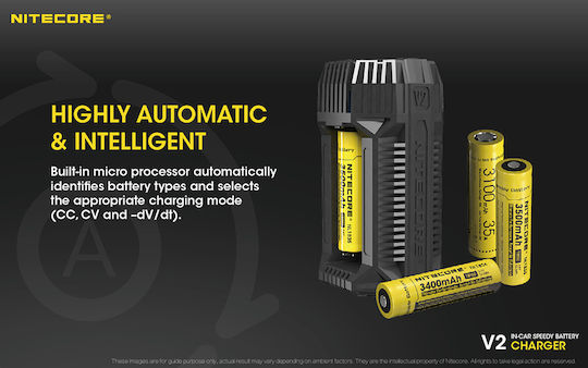 NiteCore Φορτιστής 2 Μπαταριών Μεγέθους