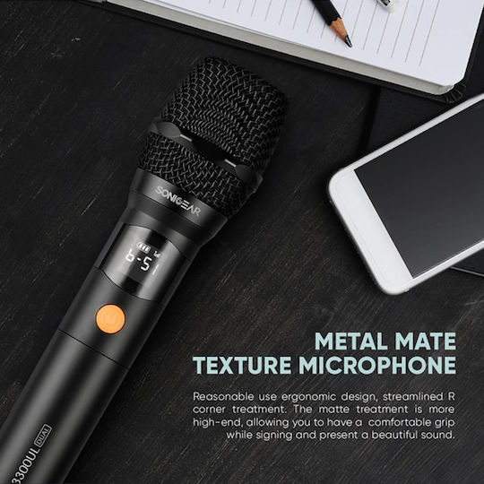 Sonic Gear WM 3300 UL Σετ Ασύρματο Δυναμικό Μικρόφωνο Χειρός για Φωνητικά σε Ασημί Χρώμα