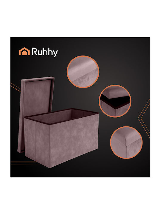 Collapsible Bench Stool with Storage Space Upholstered with Gray Velvet 76x38x38cm