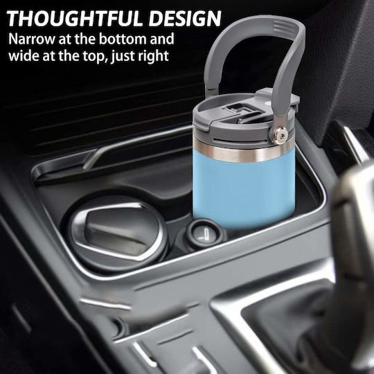 Uncle George Ποτήρι Θερμός Ανοξείδωτο / Αλουμίνιο BPA Free 900ml Επιστόμιο Καλαμάκι Γαλάζιο με Επιστόμιο και Καλαμάκι