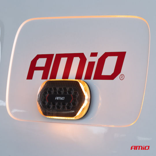 Amio Emergency Car Beacon Strobe Bar R65 R10 12/24v 26w Led Amber 10 Functions Magnetic Base 326x186x63mm Amio 1 Pc 04369/am