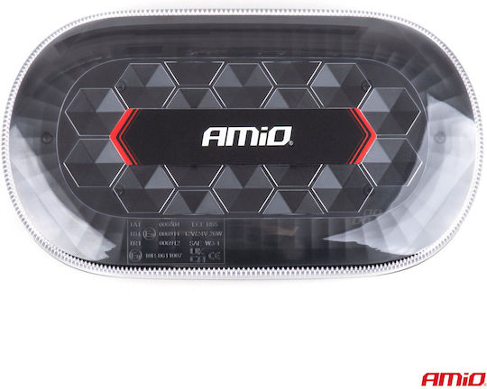 Amio Emergency Car Beacon Strobe Bar R65 R10 12/24v 26w Led Amber 10 Functions Magnetic Base 326x186x63mm Amio 1 Pc 04369/am
