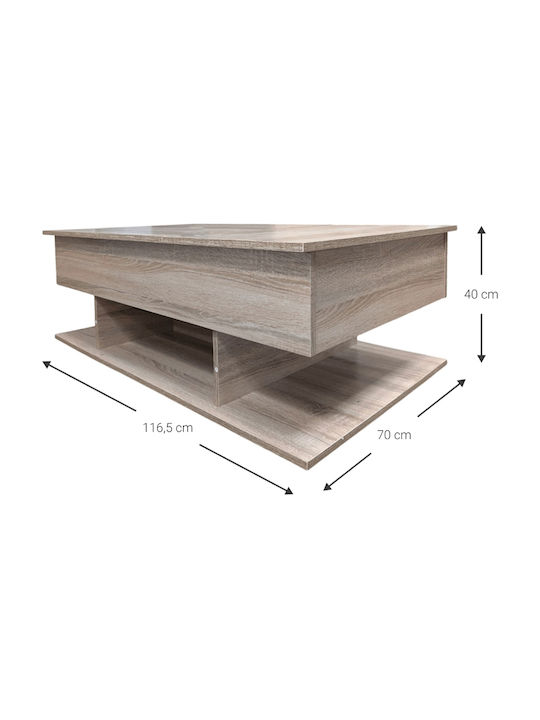 Rectangular Central Coffee Table Linda Wooden Natural W116.5xD70xH40cm