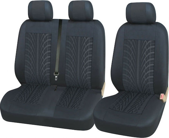 2 + 1 Upholstery Bus Van Tread Pattern Textile Black 5 Pieces