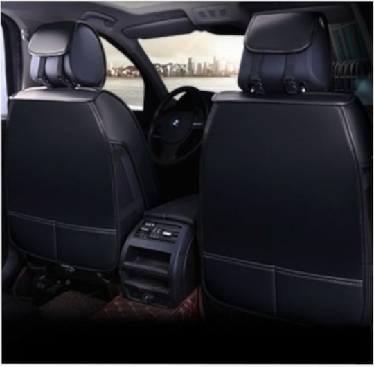 1 Piece Universal Leather Car Seat Cover Black Color White Piping