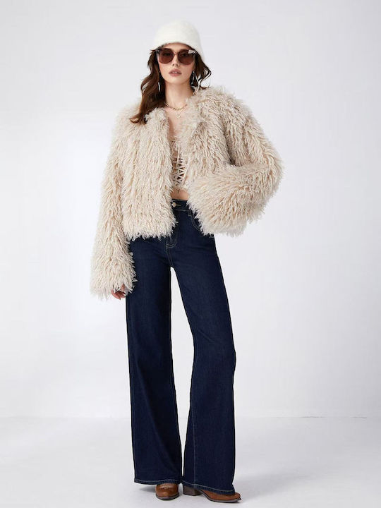 High Waist Women's Jean Trousers Flared Dark Blue