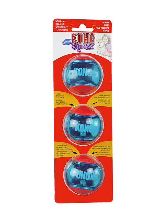Kong Squeezz Action Образователна Играчка За Куче Medium 6.5 см Червена 3 бр М