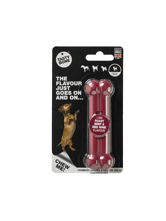 Tasty Bone Beef Nylon Plastic Bone Toy for Puppy with Flavor Beef Small 11εκ. Brown
