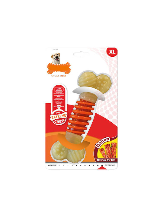 Nylabone Power Double Action Παιχνίδι Κόκκαλο Σκύλου Μασητικό από Καουτσούκ με Γεύση Μπέικον XLarge Πράσινο 1τμχ