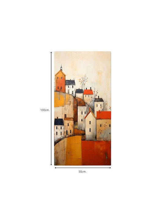 Megapap Houses On The Hill Πίνακας σε Καμβά 50x100cm