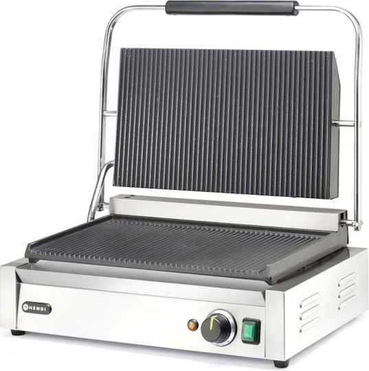 Hendi Commercial Sandwich Maker with Ribbed Top and Ribbed Bottom 2700W