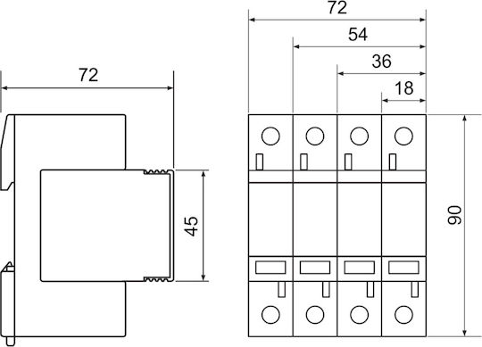 Tracon Electric Blitzschutztafel Typ T1 / T2 Vierpolig