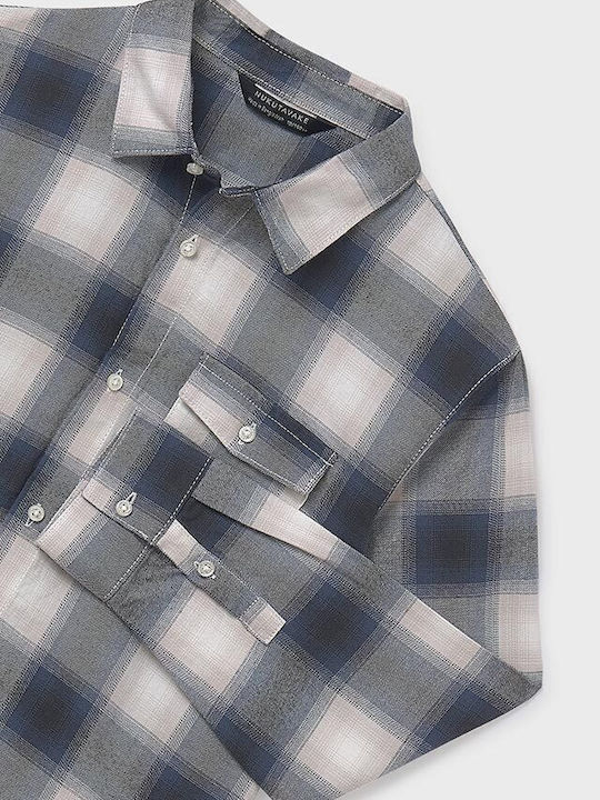 Kids Checked Shirt Long Sleeve Gray