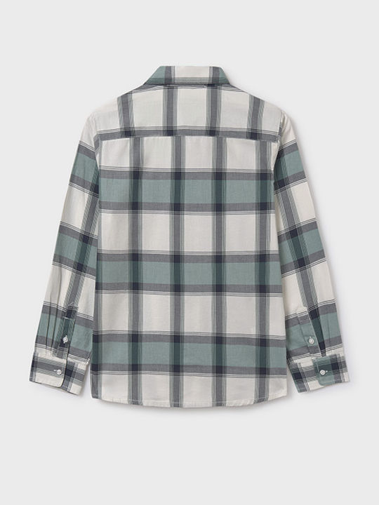 Kids Checked Shirt Long Sleeve Green