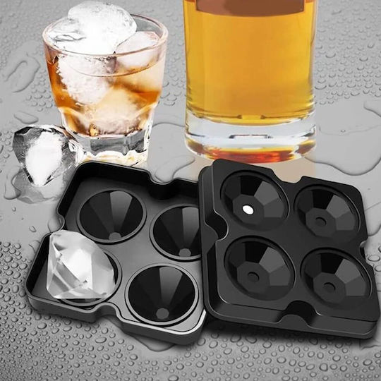 Eiswürfelform Diamant aus Silikon 4 Plätze Schwarz 111798
