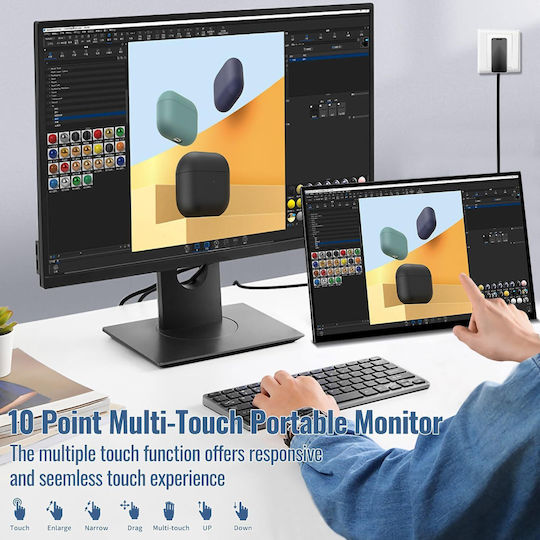 Prechen X001Y3P0DR IPS HDR Touch Tragbarer Monitor 18.5" FHD 1920x1080