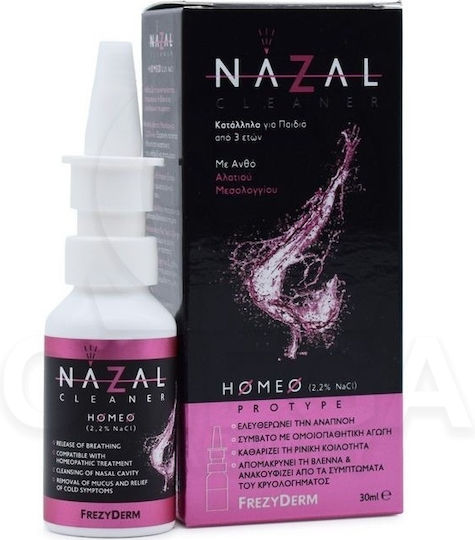 Frezyderm Nazal Cleaner Homeo (2.2% NaCl) από 3 Ετών Ρινικό Σπρέι με Θαλασσινό Νερό για Όλη την Οικογένεια 30ml