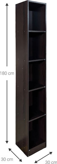Bookcase Eliot 5s Wenge 30x30x180cm