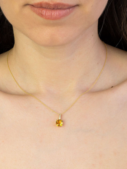 Diamond Group Set with Necklace & Earrings from Gold 18K with Stones
