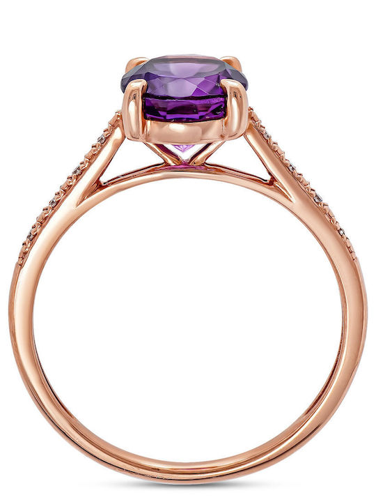 Diamond Group Ring with Diamond made of Rose Gold 18K