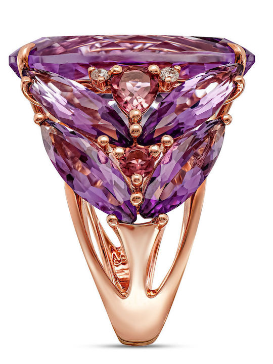 Diamond Group Ring with Diamond made of Rose Gold 18K