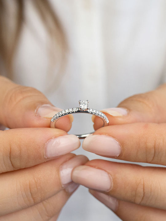 Diamond Group Μονόπετρο από Λευκόχρυσο 18Κ Diamond Group Μονόπετρο από Λευκόχρυσο 18Κ