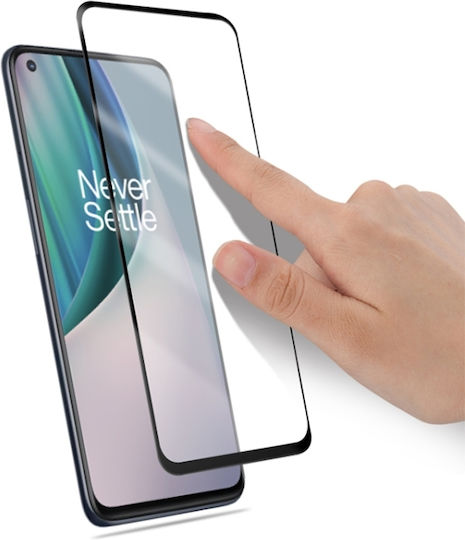 Vollkleber Vollflächig gehärtetes Glas Schwarz (OnePlus Nord N100)