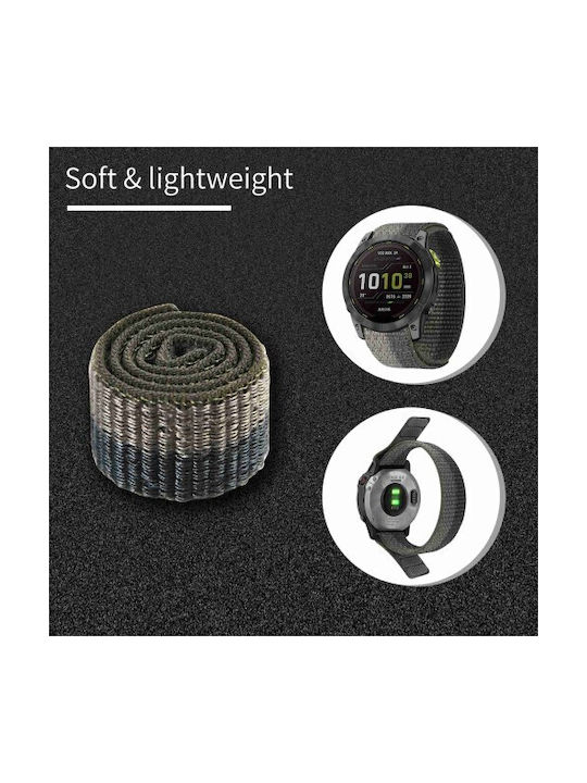 Double Safe Closure Wearable Strap Fabric Black / Grey (Fenix 3 / 5X / 5X Plus / 6X / 6X Pro / 7X / 7X Pro / 8 (51mm))