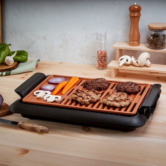 Voltz Tabletop Electric Grill Grill and Ribbed Plate 1250W 36cmx23cmcm
