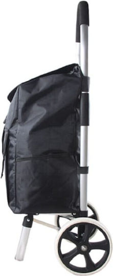 Fabric Foldable Black Shopping Trolley 45x40x100cm