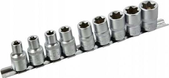 Silver Star Căpăcei Torx cu Patrat de Prindere 1/2" Set 9buc