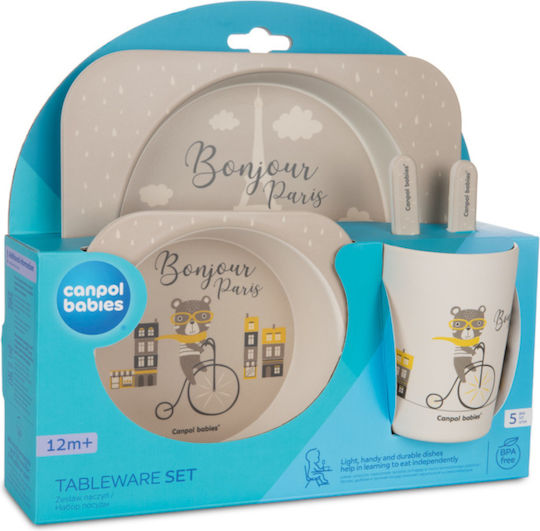 Canpol Babies Σετ Φαγητού Bonjour Paris από Bamboo Μπεζ 5τμχ για 12+ μηνών