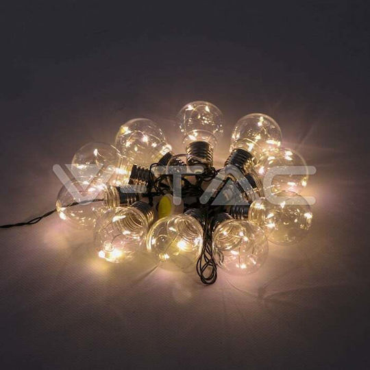 V-TAC Hanging Solar Light Garland 1W 100lm Warm White 3000K with Photocell IP54
