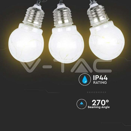 V-TAC Hanging Solar Light Garland 1W 100lm Warm White 3000K with Photocell IP54