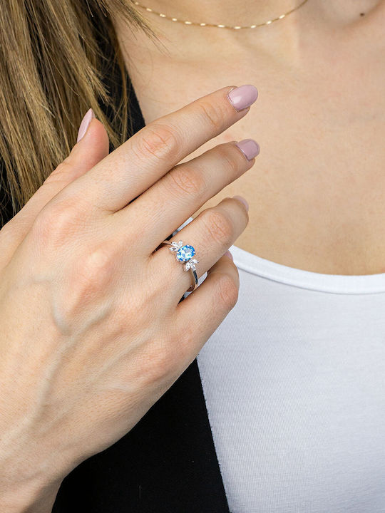 Kiriakos Gofas Damen Ring mit Steinen aus Weißgold 14K