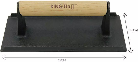 Cast Iron Meat Press Kinghoff Kh 1758 21x10.8 Cm Wooden Handle Black