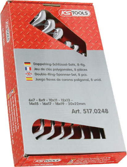 Ks Tools Ring Spanner-Set Angled Set de 11 Duble Chei poligonale